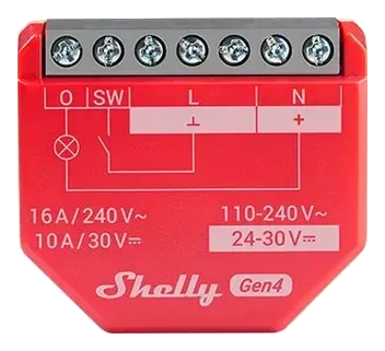 Shelly 1PM Gen4, röd